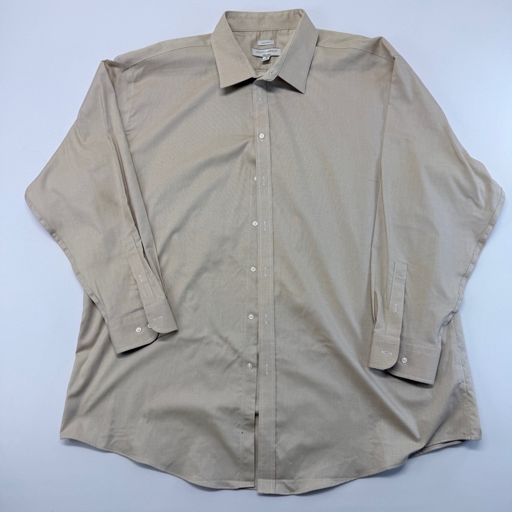 Joseph Abboud Tan Non-Iron Regular Fit Dress Shirt Mens 20 36/37 Stretch